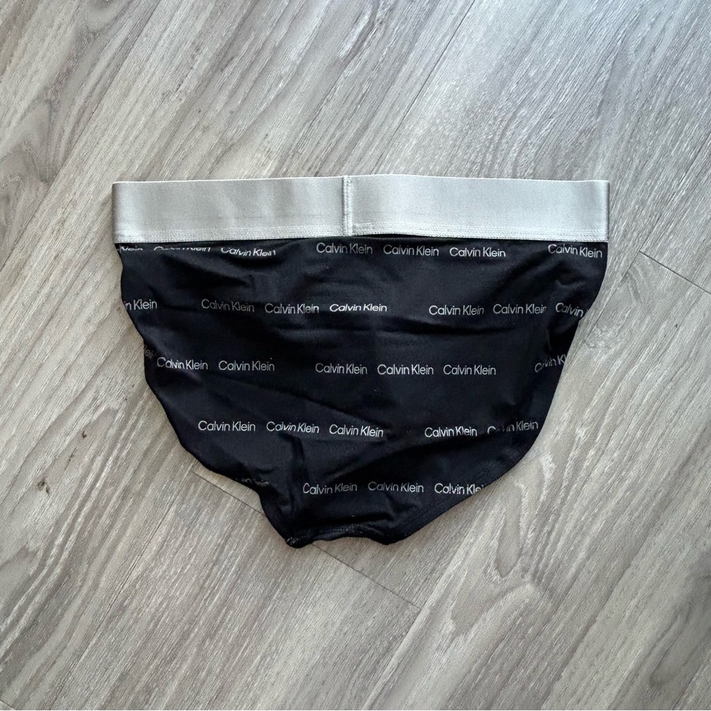 Calvin Klein | Brushed Microfiber Stretch Hip Brief in Black Logo Print (Small) - Picture 7 of 15